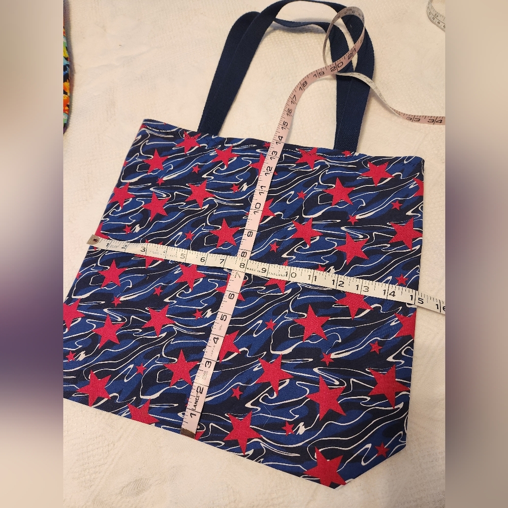 Handmade Blue/red/white Cotton Tote Bag - Picture 5 of 5